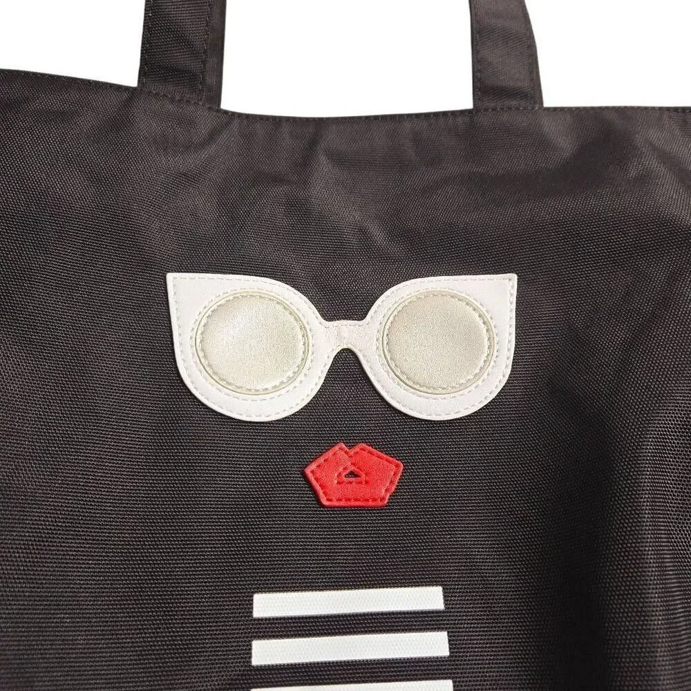 Lulu Guinness Larysa Black Canvass Tote Hand Bag, glasses